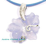 New Natural Blue Chalcedony Crystal Quartz Stone Engraved Pendant & Leather Rope Necklace, Love Gift